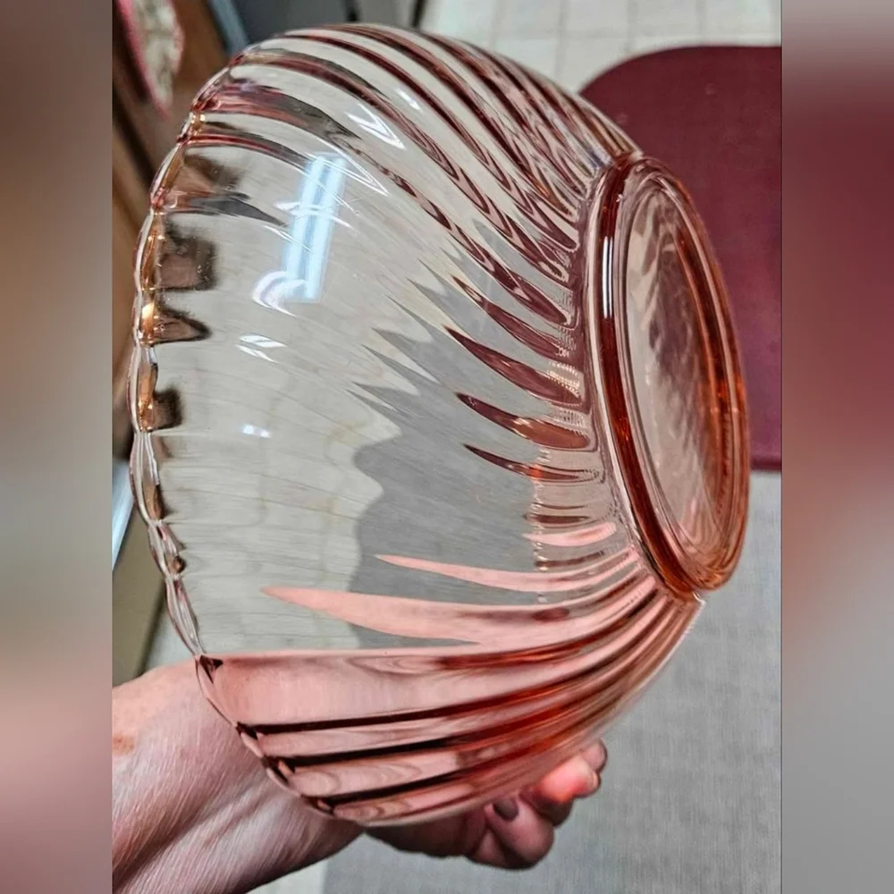 Vintage Arcoroc France ROSALINE Pink Swirl Glass 9